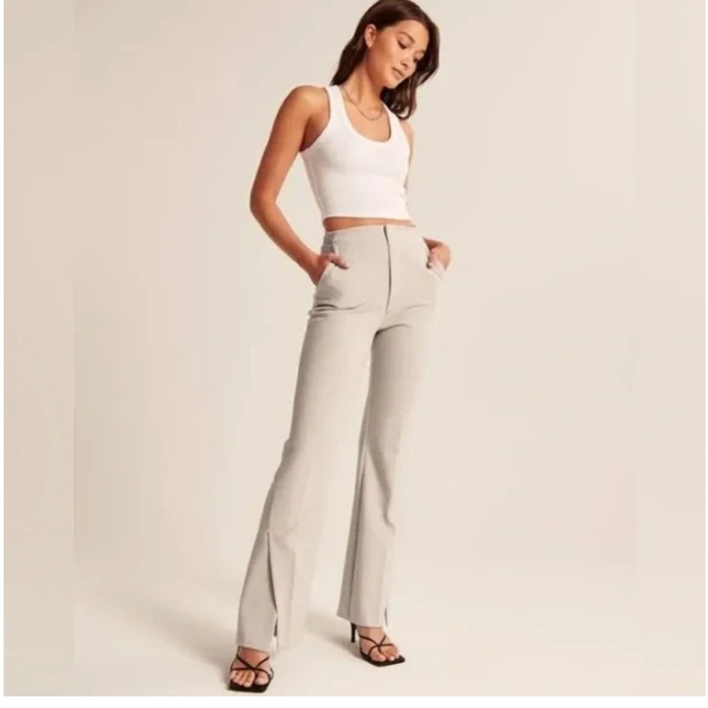 Abercrombie Tailored Flare Pants in Beige